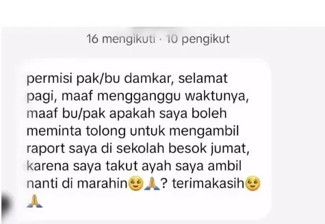 Viral Siswa Minta Tolong Petugas Damkar Ambilkan Rapor