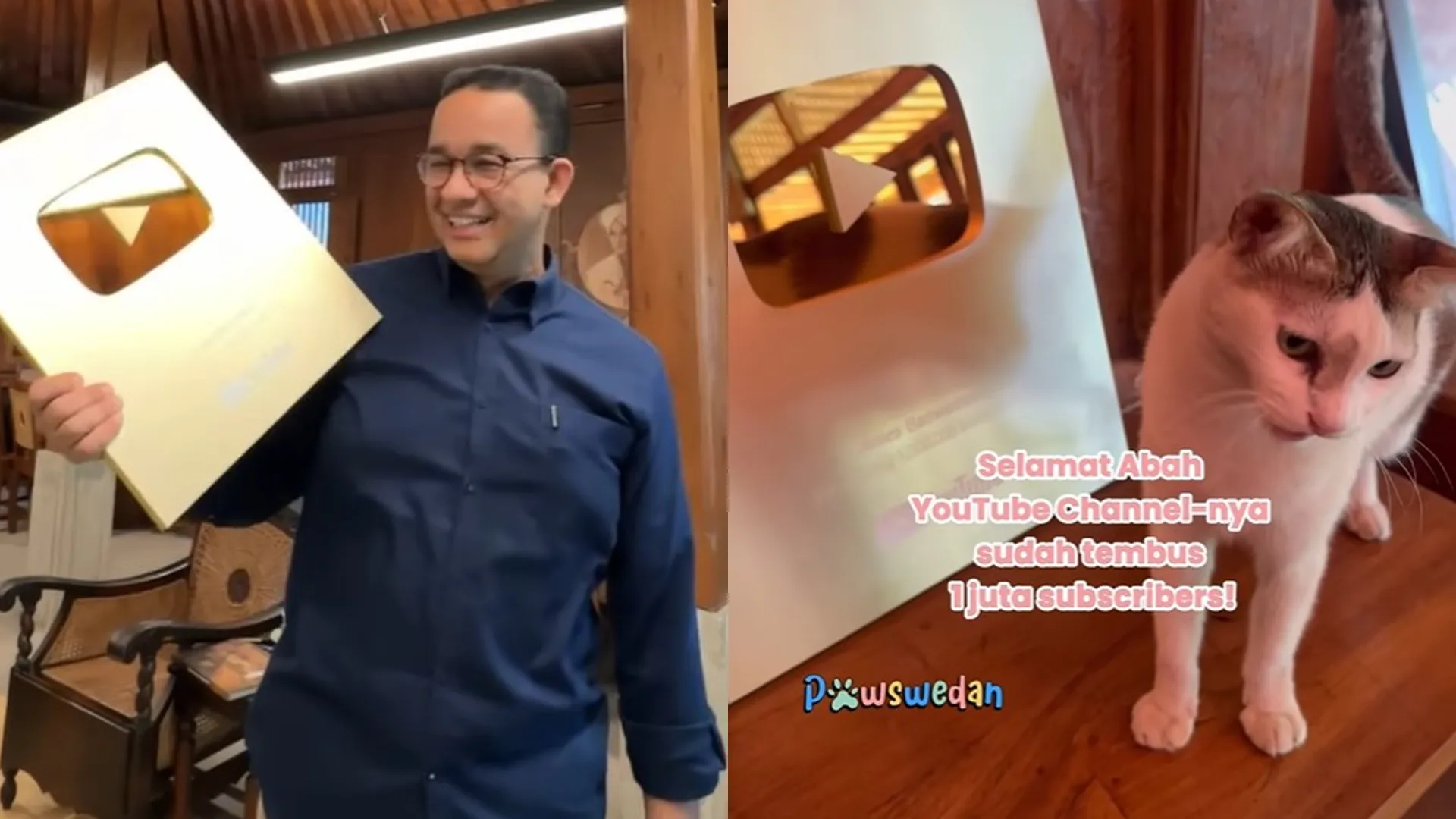 Anies Baswedan Raih Gold Play Button dari Google, Aksi Kucingnya Curi Atensi